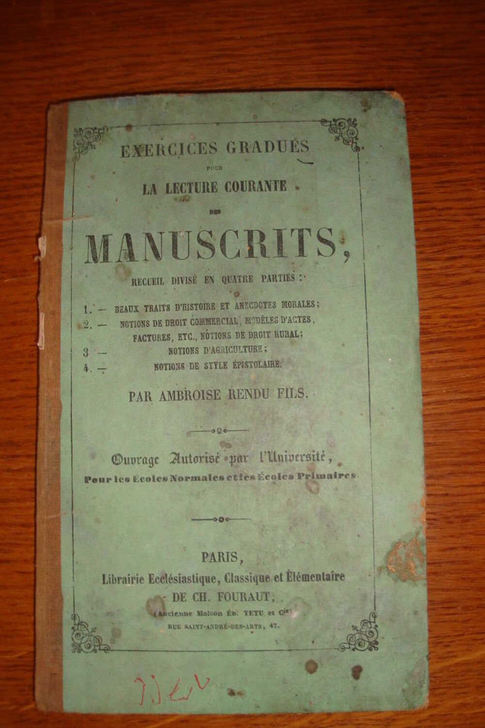 Livre ancien edition rare Lecture courante des manuscrits Livres et BD