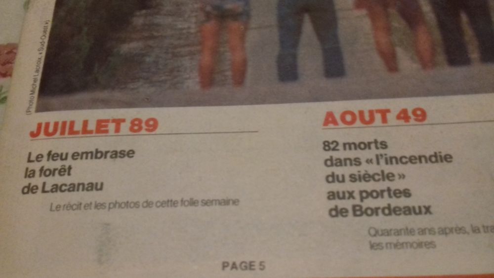 Journaux Sud Ouest &eacute;v&egrave;nements 1989 et 1999 