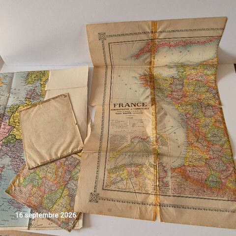 Lot de 2 cartes géographiques anciennes La France et l' Euro 4 Saumur (49)