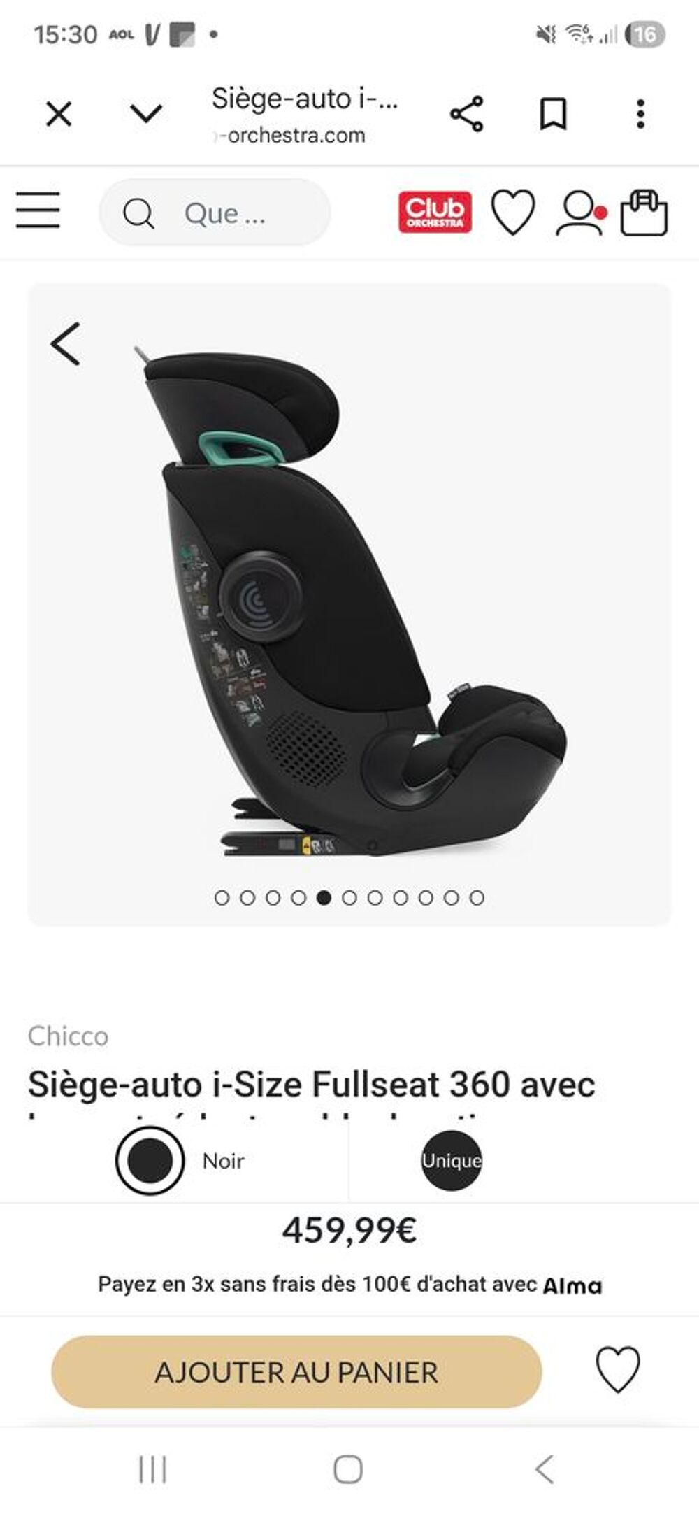 Si&egrave;ge-auto Chicco FullSeat 360 i-Size sans base (61-150 cm) Pu�riculture