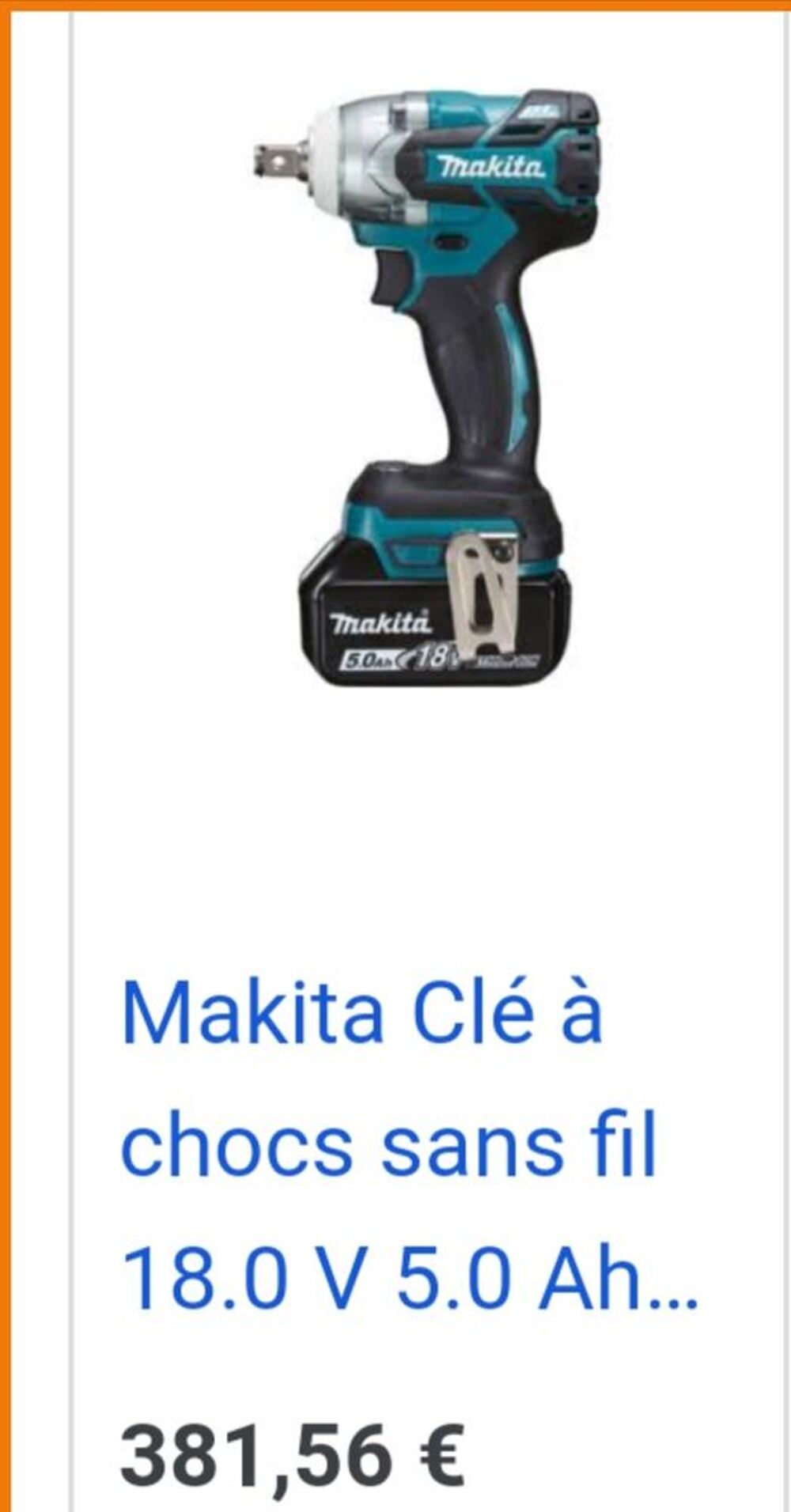 Cl&eacute; &agrave; choc makita 18v sans batterie ou avec Bricolage
