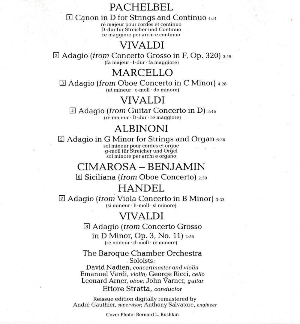 CD Pachelbel Canon / Albinoni Adagio / Baroque Favourites CD et vinyles