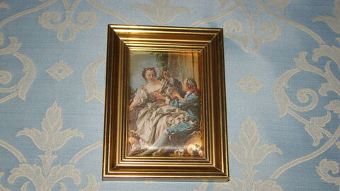 Petit tableau sur soie   Le berger galant   20 Gargenville (78)