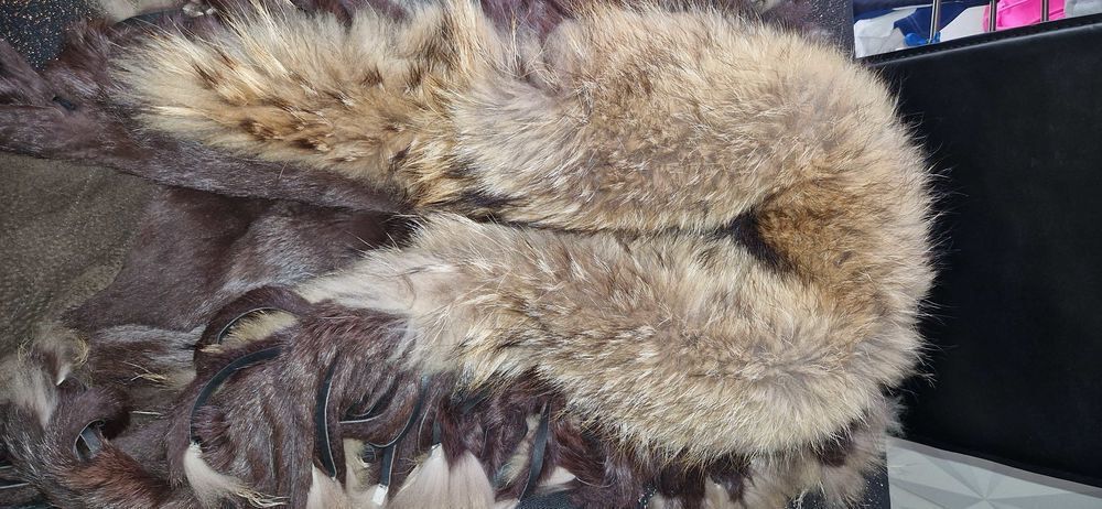 vrai veste en cuir et vrai poil de lapin Vêtements