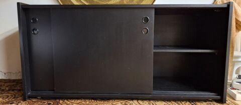 Meuble de rangement noir sur roulettes a portes coulissantes Marignane (13)