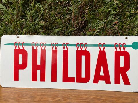 Plaque publicitaire �maill�e Phildar authentique 90 Aubigny-sur-N�re (18)