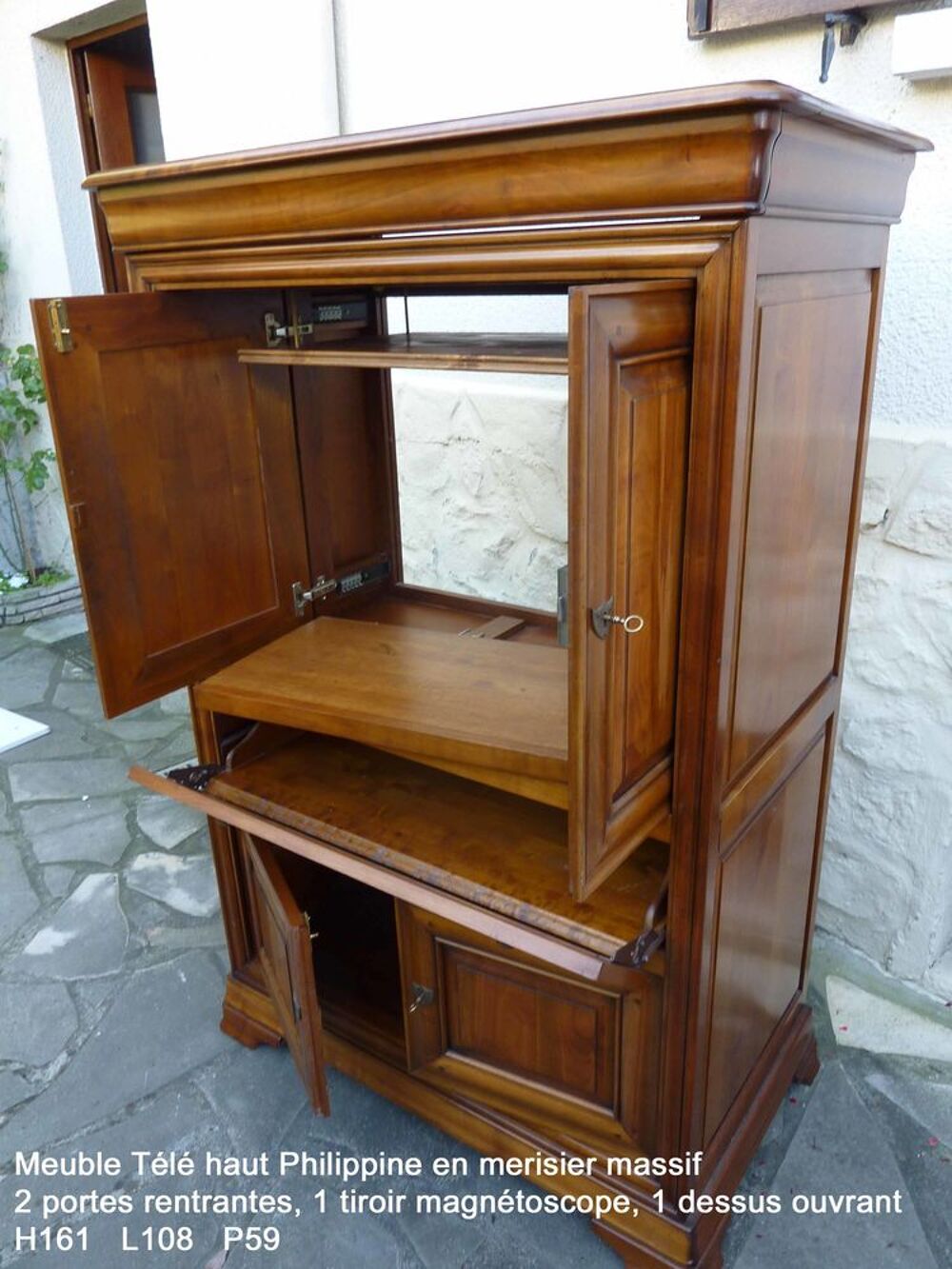 Meuble T&eacute;l&eacute; Haut / Bureau Louis Philippe en merisier massif Meubles