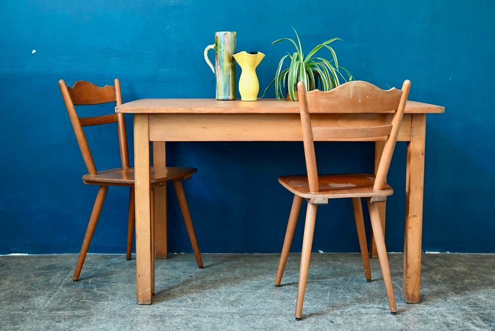 Table bistrot ou de ferme en bois massif cuisine vintage Meubles