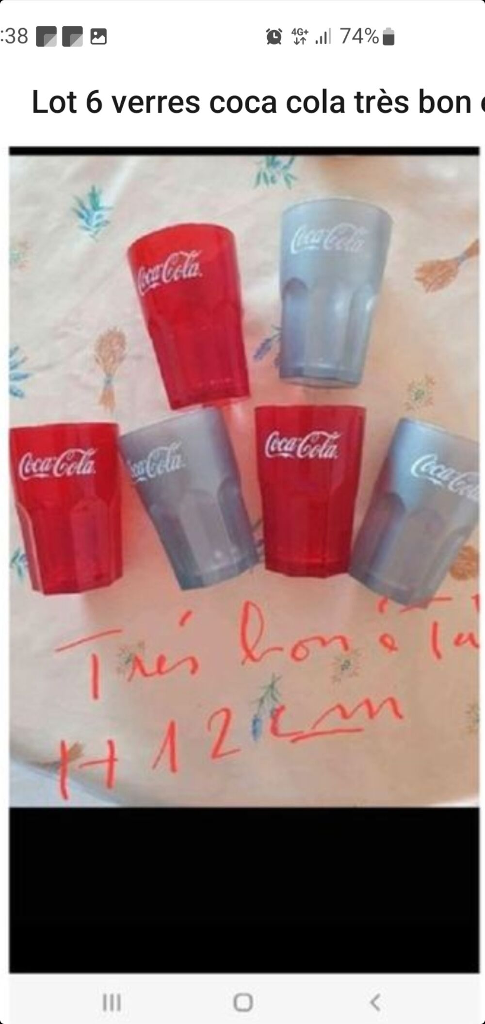 lot 6 verres coca cola en verre tr&egrave;s bon &eacute;tat. Cuisine