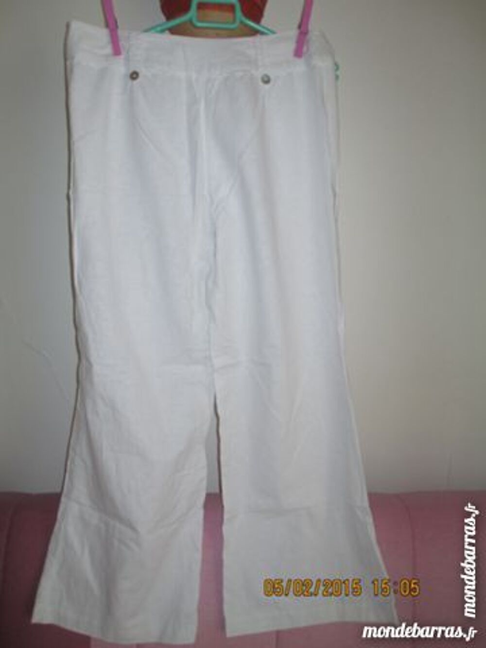 Pantalon large 44 lin blanc PROMOD Vtements