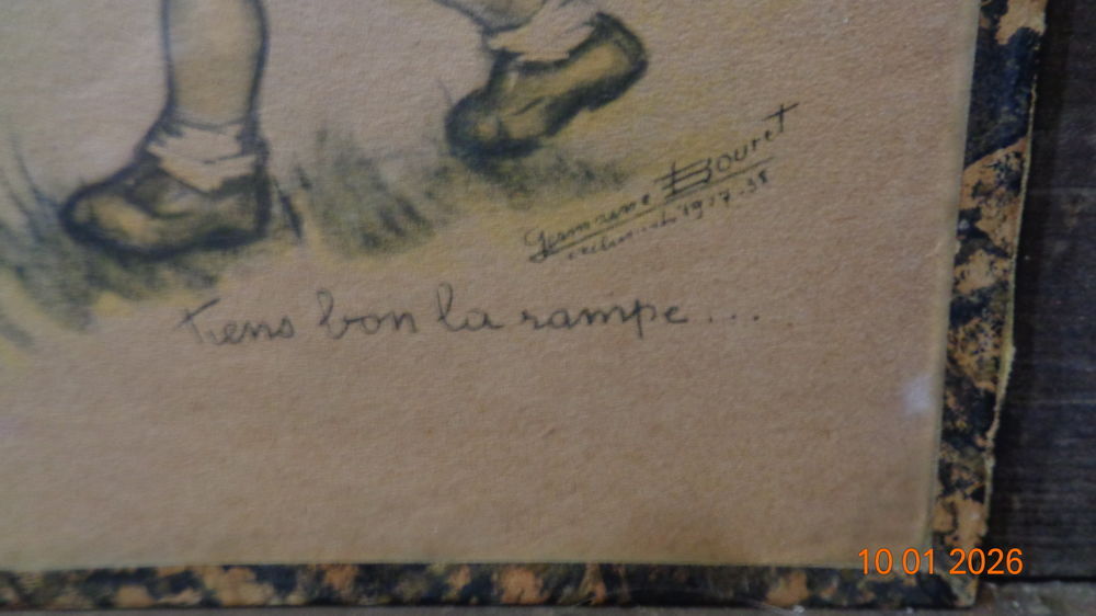 GERMAINE BOURET ILLUSTRATION ANCIENNE SOUS VERRE Décoration