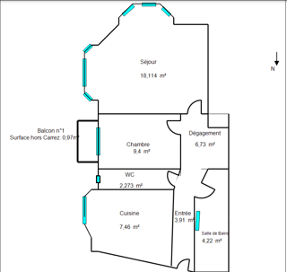  Appartement à louer 2 pièces 52 m²