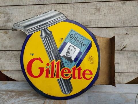 Ancienne Enseigne Plaque maille Gillette Double Face 1 Loches (37)