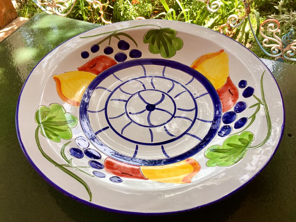 Plat creux proven&ccedil;al artisanal Neuf ; Terre cuite &eacute;maill&eacute;e Cuisine
