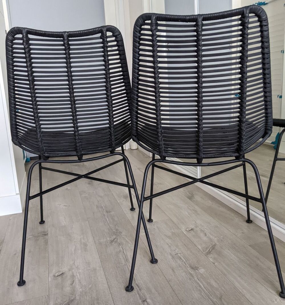 Lot chaises en rotin noir Maison du Monde &eacute;tat neuf Meubles