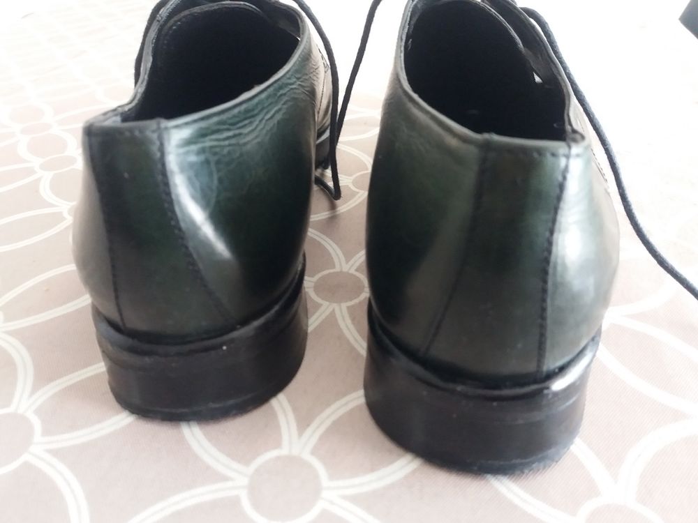 Derby femme tout cuir vert 37 Chaussures