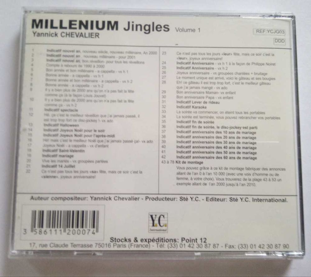 CD audio Yannick Chevalier Millenium Jingles Vol 1 &eacute;tat neuf. sur Amiens Rivery. 10 € . Pas d'envoi. CD et vinyles