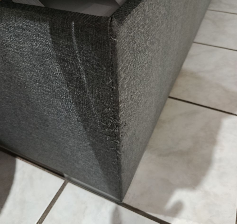 Lit coffre, 160x200, tissu gris avec matelas et t&ecirc;te de lit Meubles