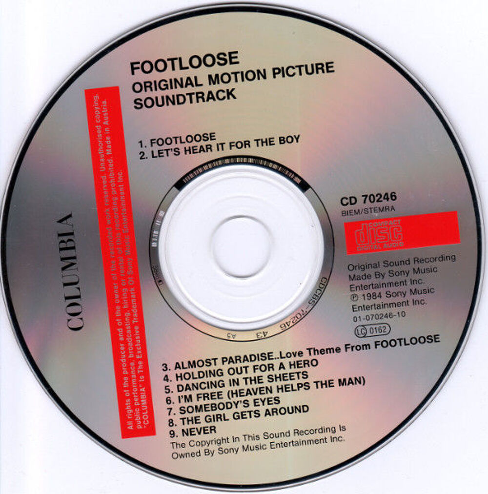 cd Footloose - Original Motion Picture Soundtrack &eacute;tat neuf) CD et vinyles