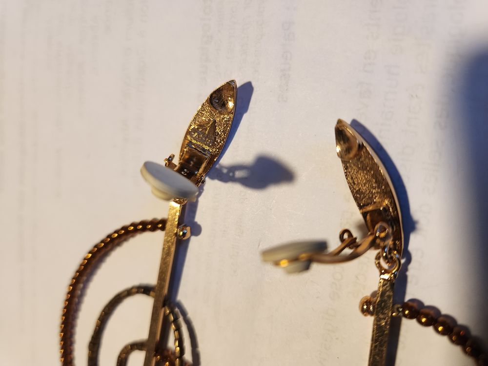 BO Boucles d'Oreilles Clip dor&eacute;e + pendant enfilage perles Bijoux et montres