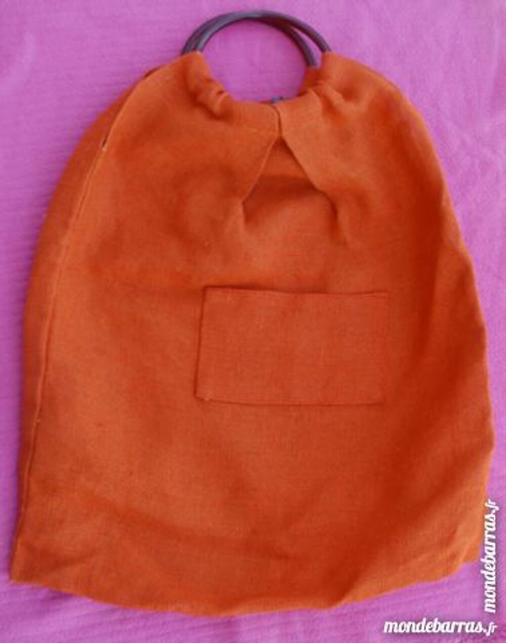 Grand SAC orange en toile de jute Maroquinerie