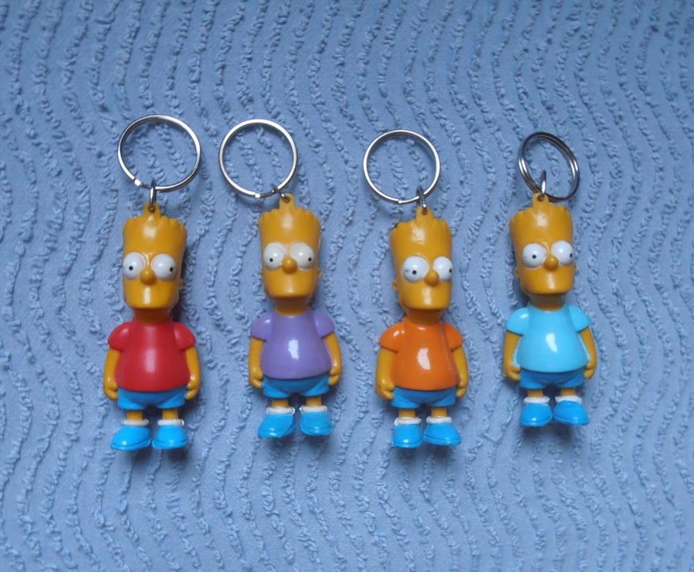 Porte cl&eacute;s/clefs Vintage figurines Bart Simpson en plastique 