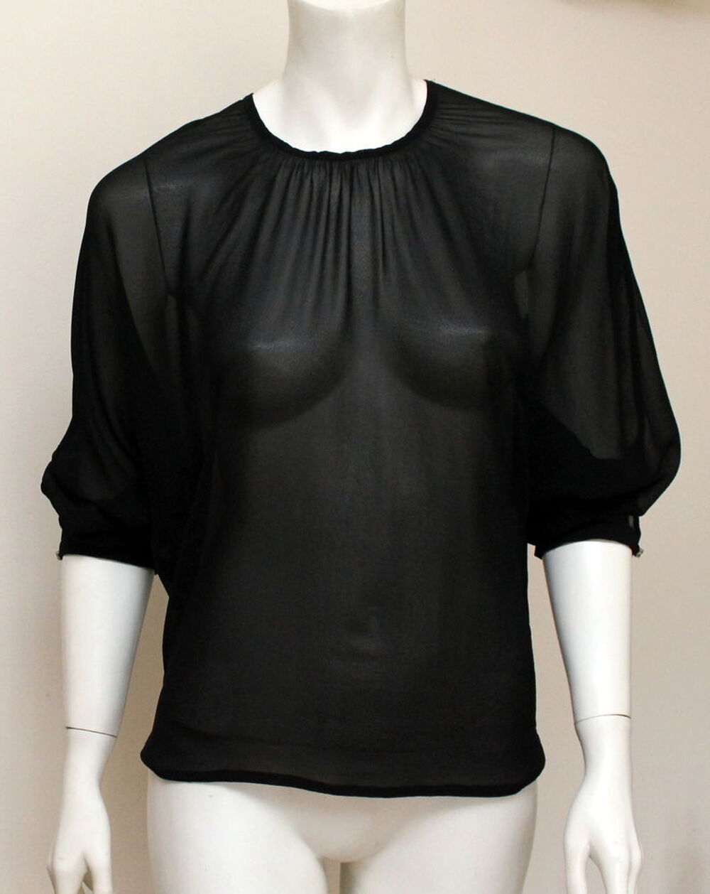 Blouse soie noire VERSACE T.38 Fr Vtements