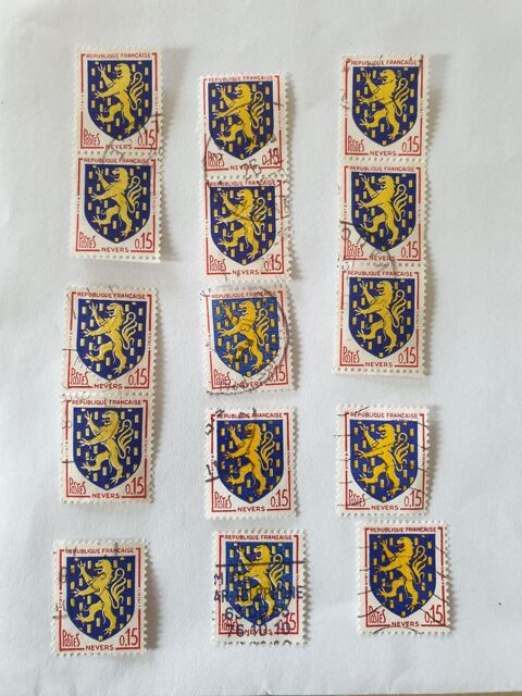 Timbre france armoiries Nevers oblit�r� 1962  lot 0.45 euro 0 Marseille 9 (13)