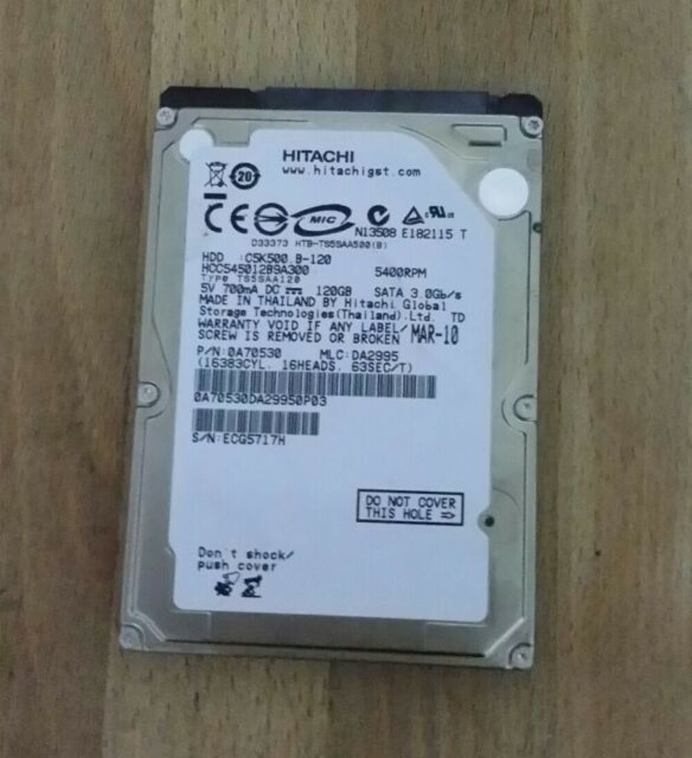 disque dur sata Hitachi 120gb "claque" Matériel informatique