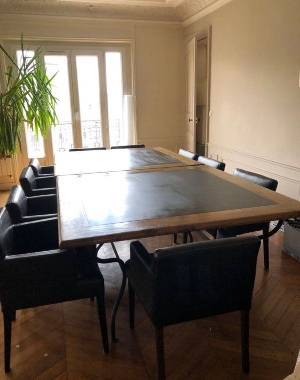 2 tables ardoises Ch&ecirc;ne, fer forg&eacute; Meubles