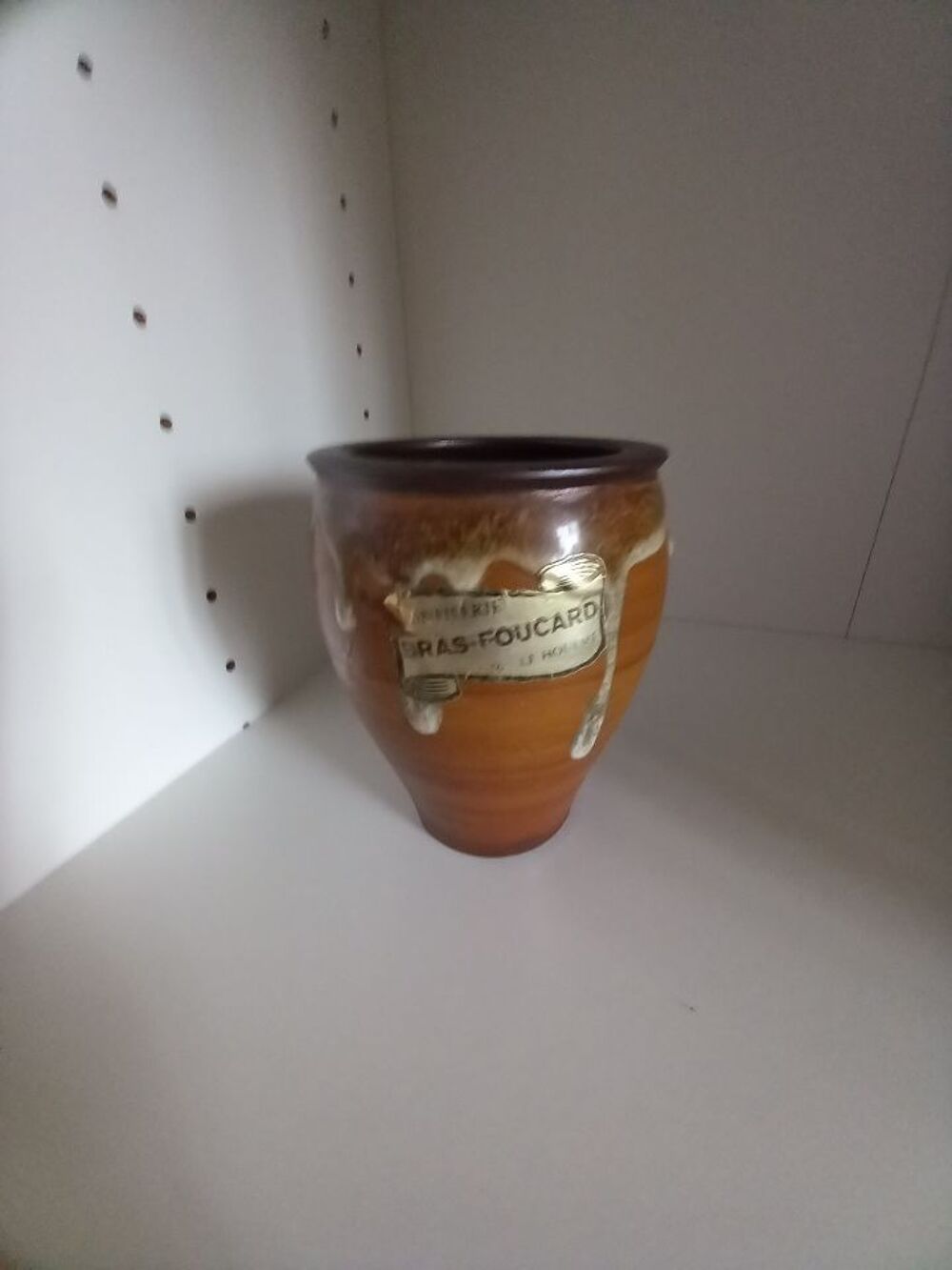 Vase terre cuite marron fait main ann&eacute;e 70 Décoration