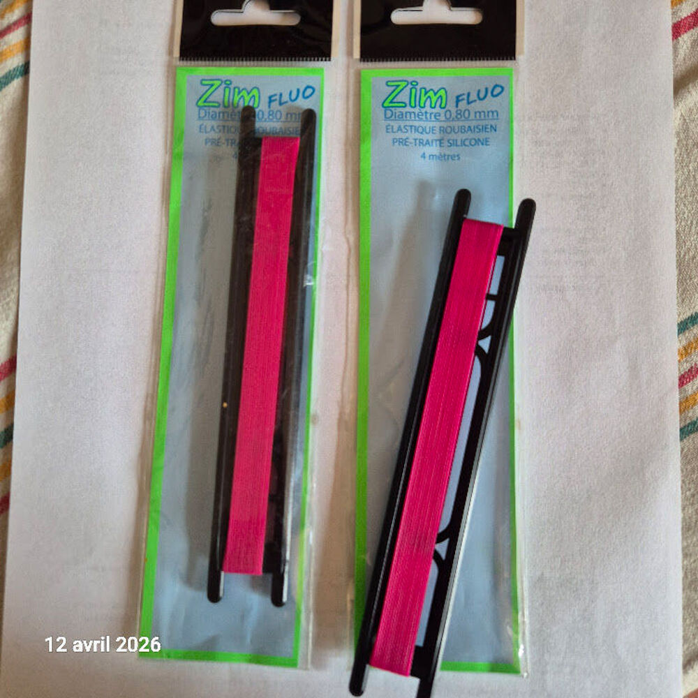 Lot de 2 &eacute;lastiques roubaisien Zim rose fluo 0.8 mm, 8 m, 1. Sports
