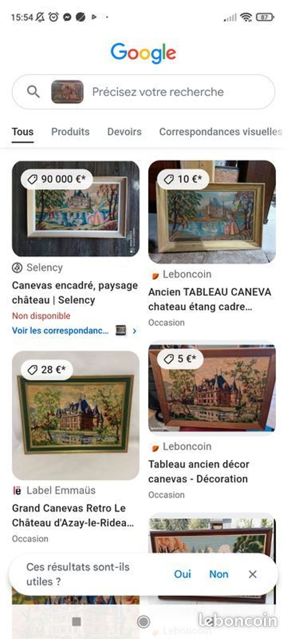 Canevas au point de croix encadr&eacute; Décoration