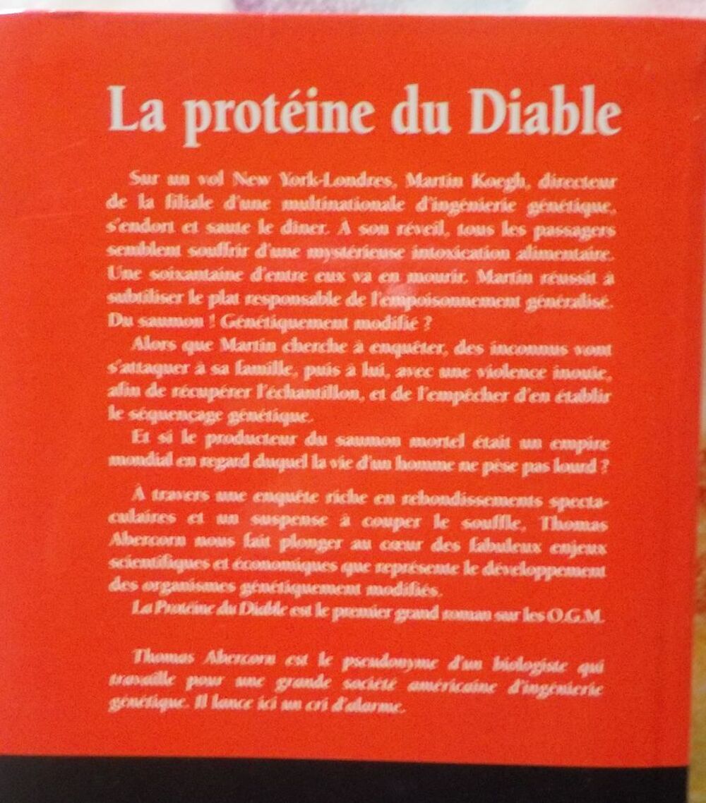 LA PROTEINE DU DIABLE de Thomas ABERCORN Ed. Le Grand Livre Livres et BD