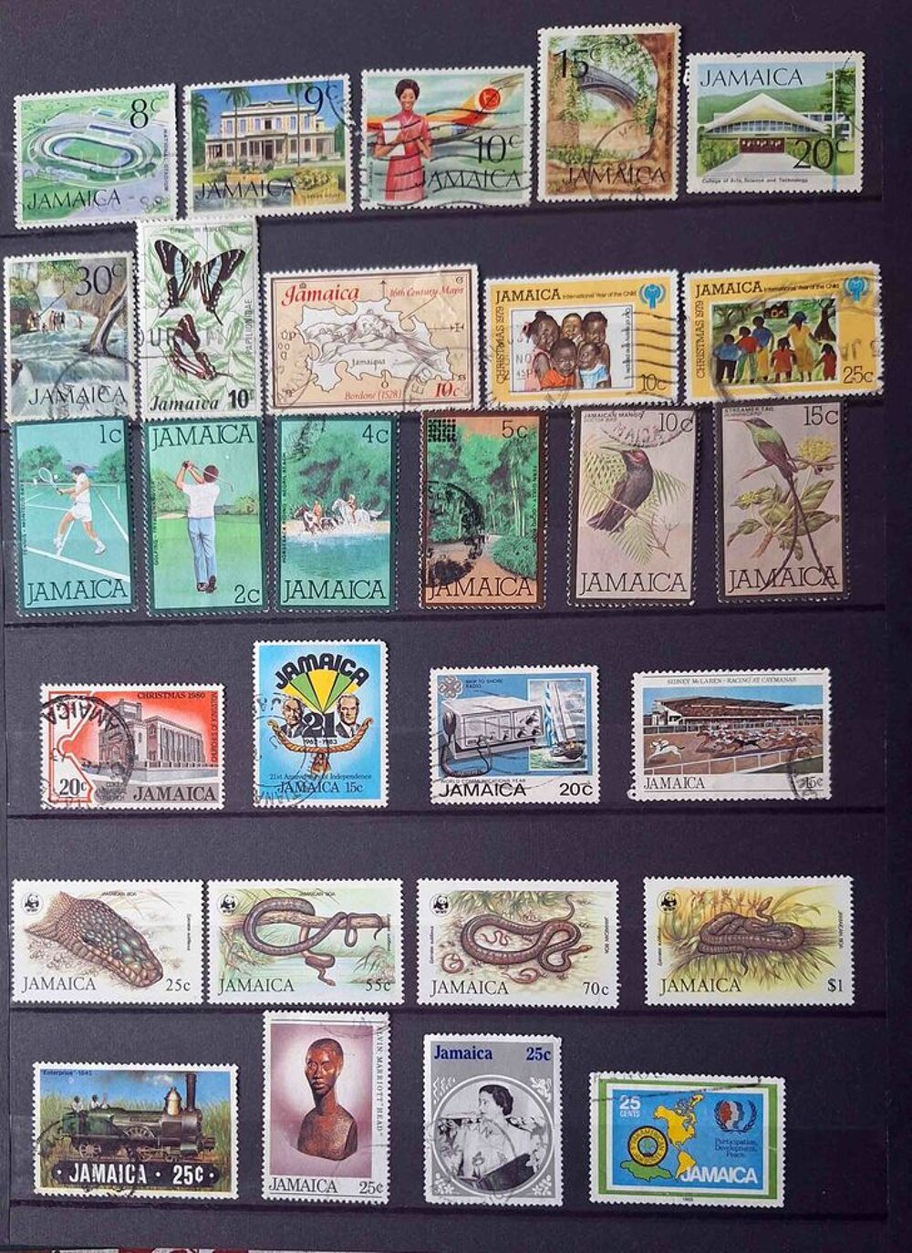 S&eacute;rie de timbres de collection de Jamaique 