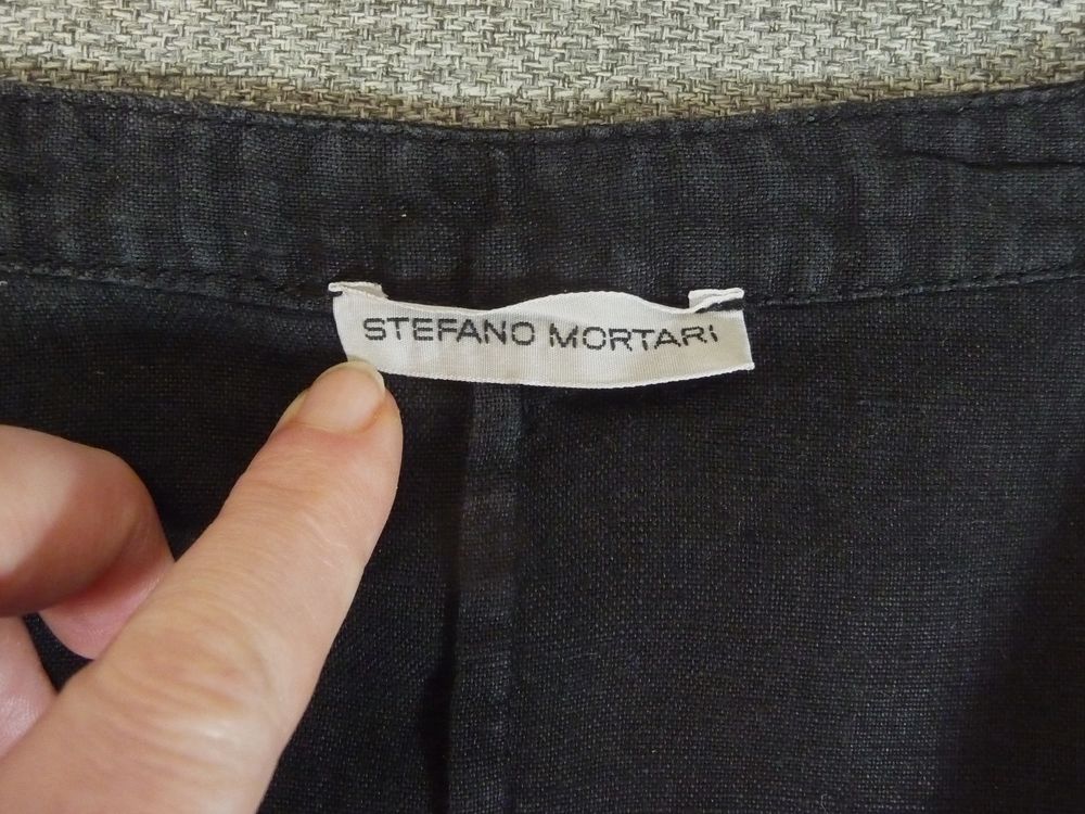 Top/ Chemise en Lin Noir &agrave; 2 Pans &agrave; Nouer- Stefano Mortari Vêtements