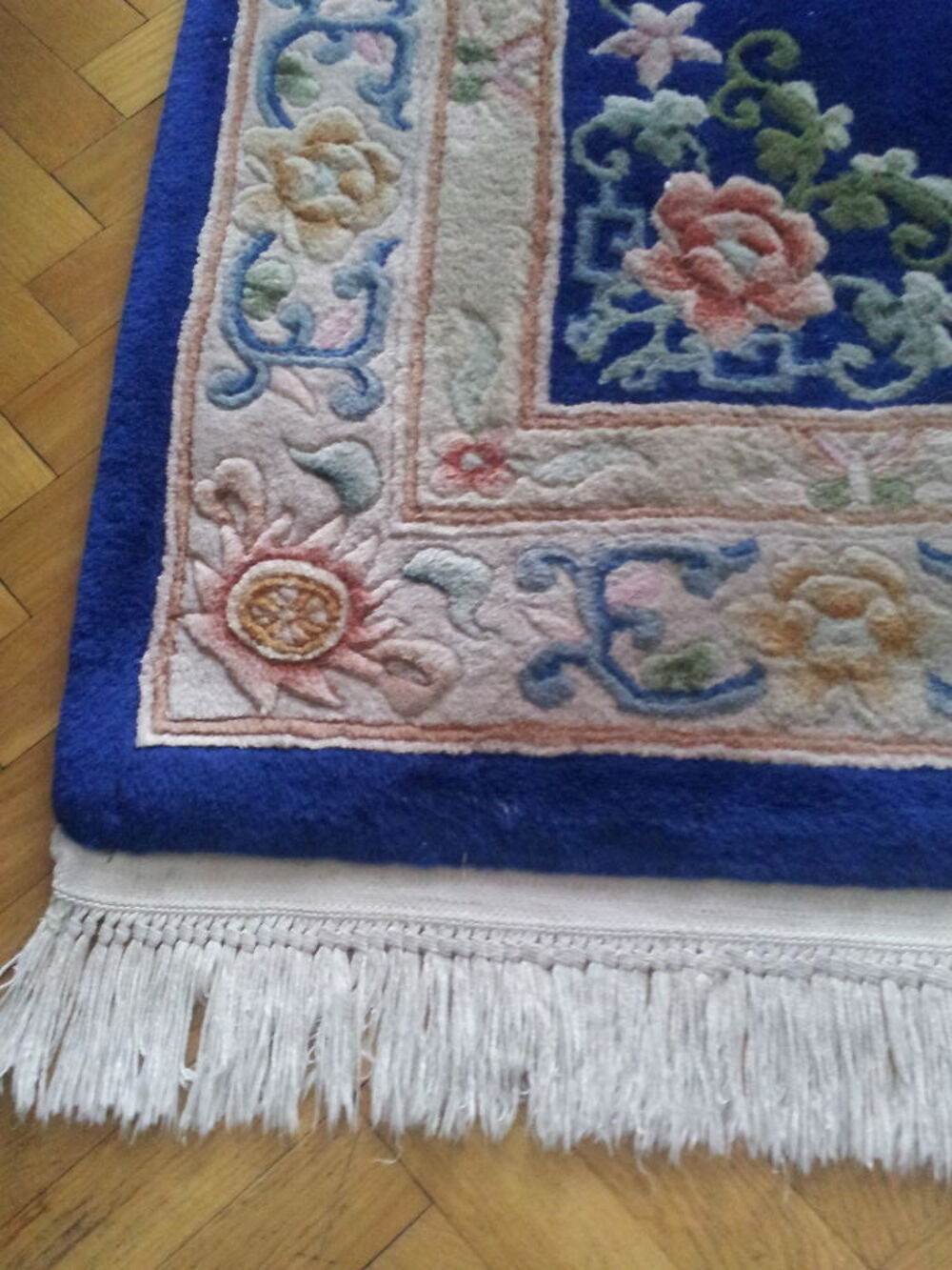 Tapis chinois laine&amp;soie 120x180cm fait main, excellent &eacute;tat Décoration