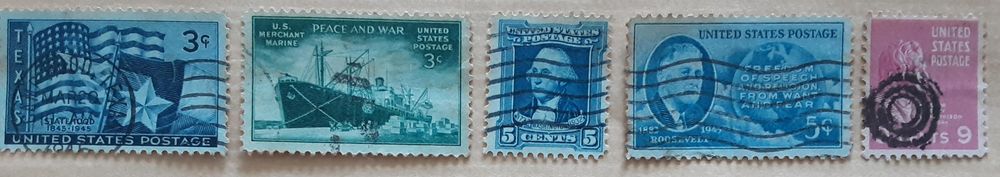 5 timbres &agrave; collection U.S.A. 