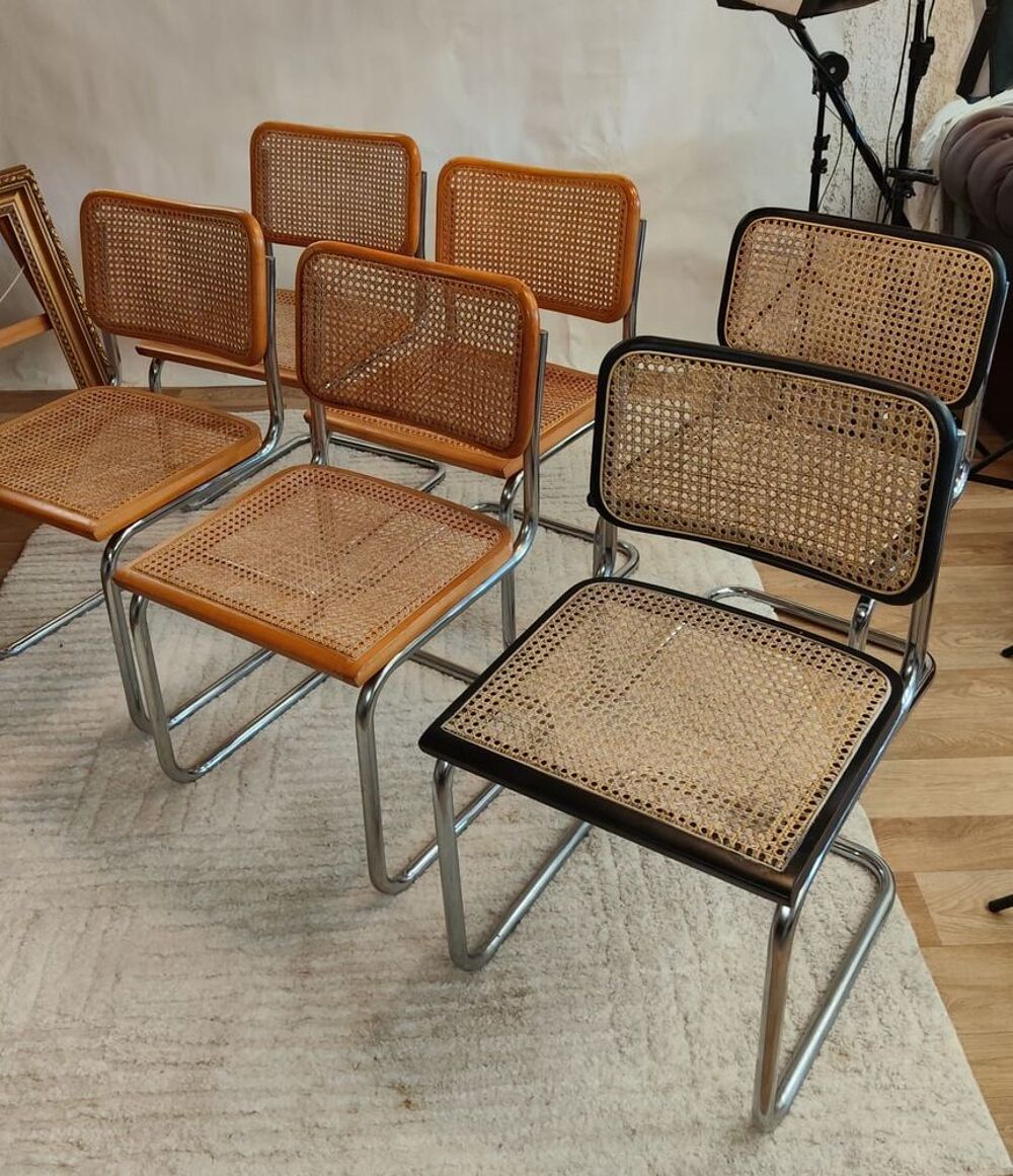 Chaise Cesca B32 noire de Marcel Breuer, Italie Meubles