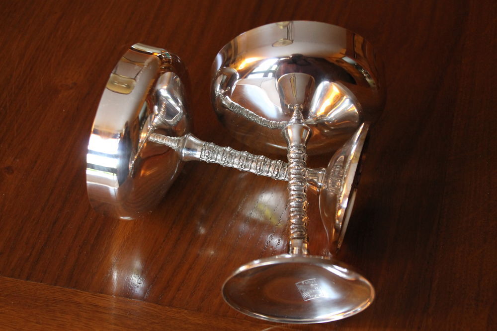 6 verres en laiton argent&eacute; Décoration