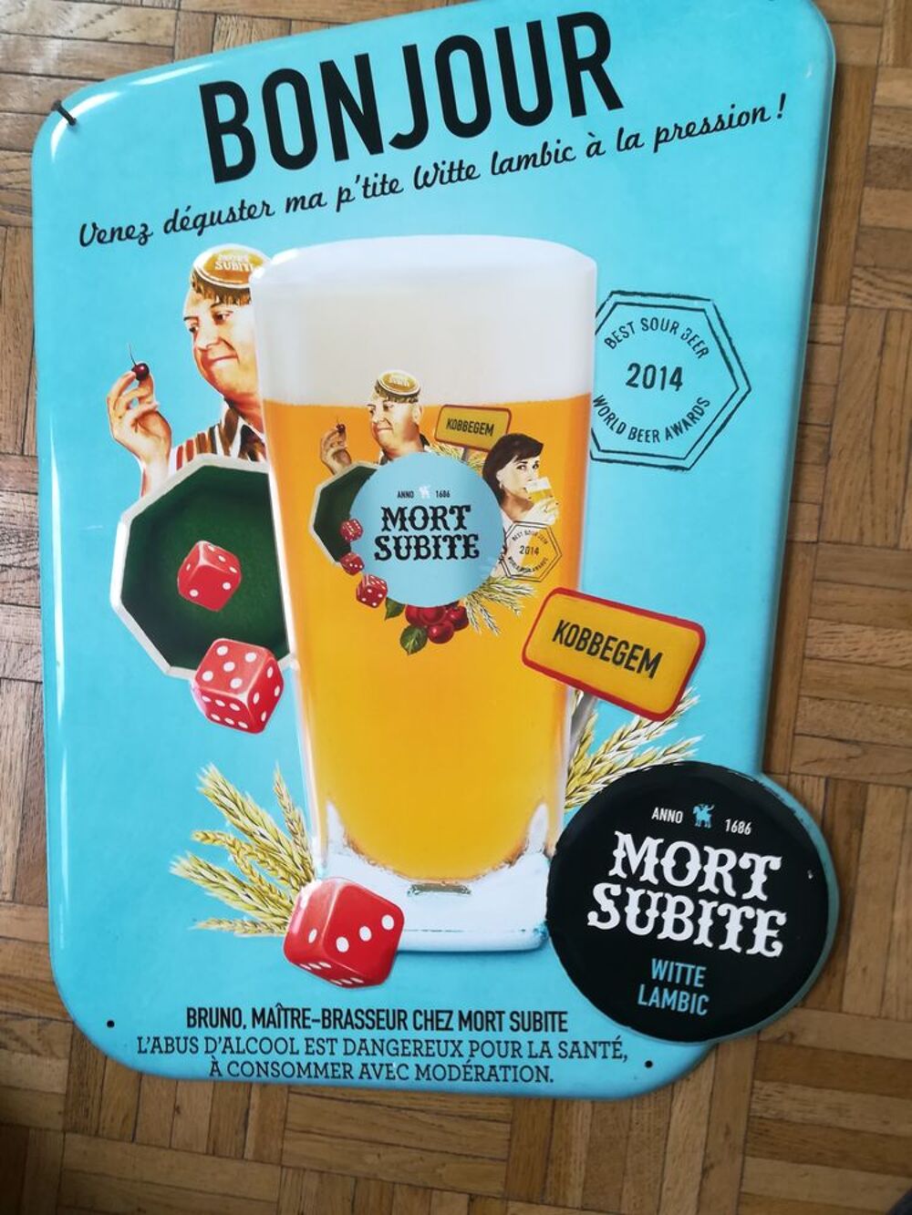 Panneau de bonjour mort subite m&eacute;tal 
