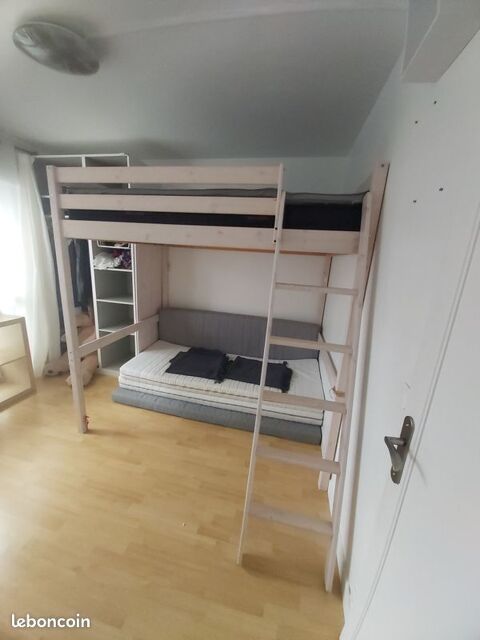 Lit Mezzanine 140 bois c�rus� blanc 50 Champigny-sur-Marne (94)