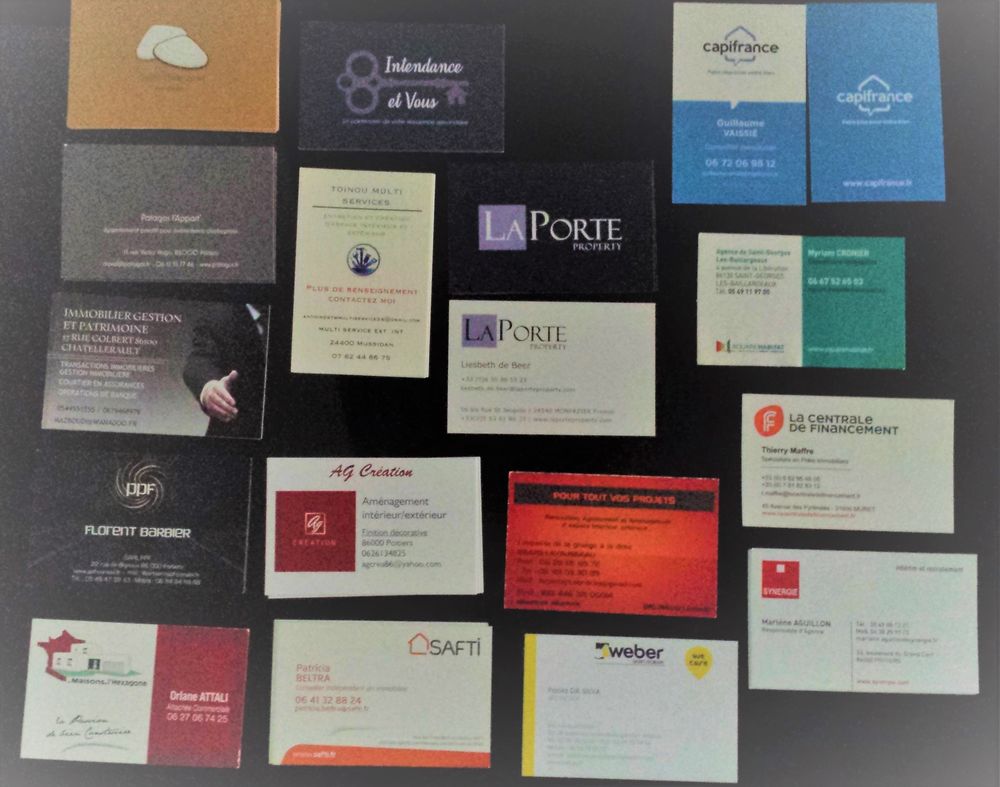 CARTES DE VISITE secteurs param&eacute;dical - artisans et autres 