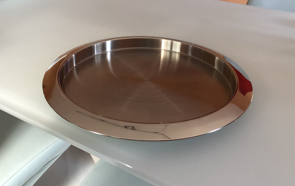Plateau rond couleur argent&eacute; 40 cm neuf Décoration