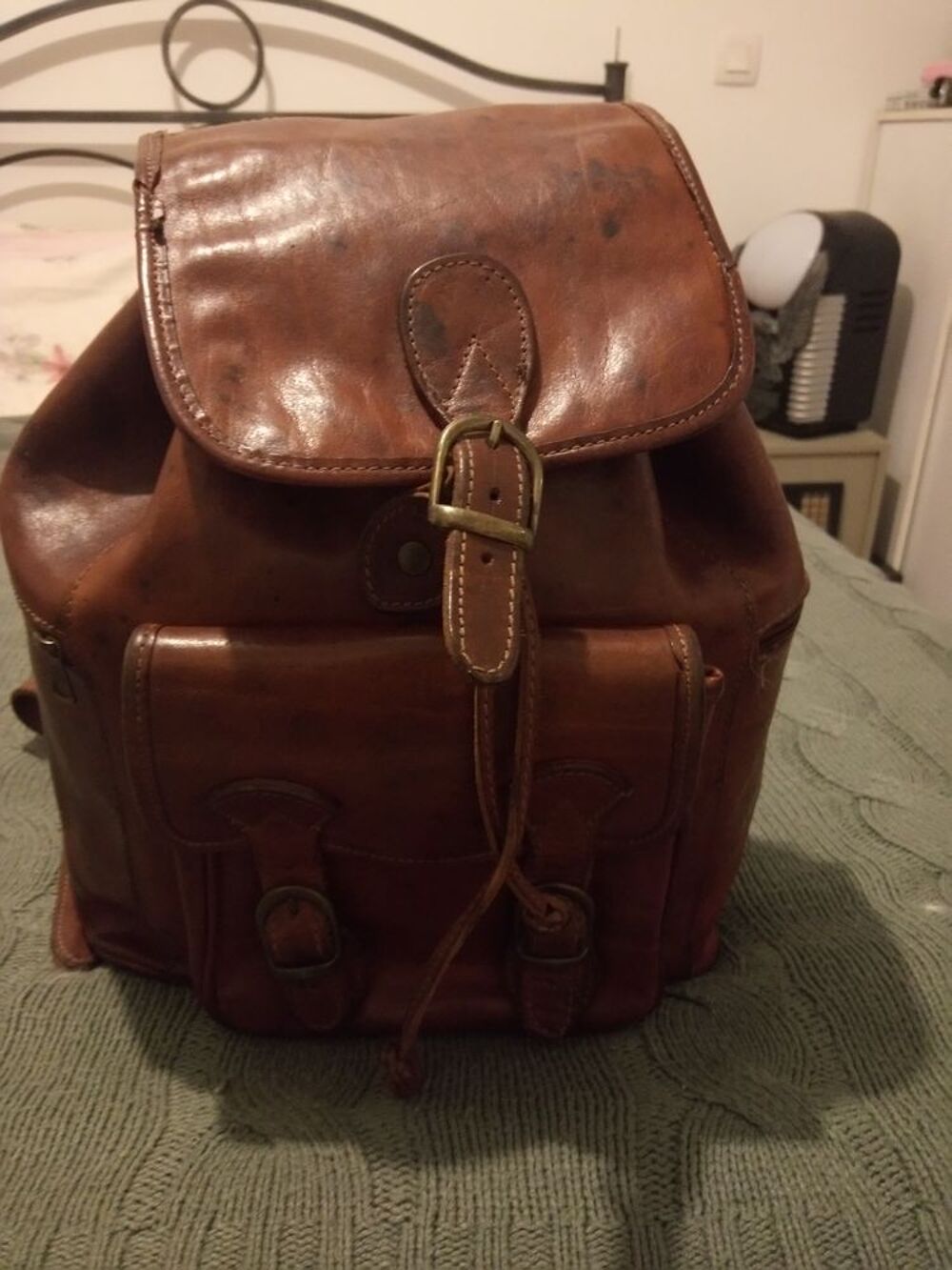 Sac &agrave; dos cuir femme marron grande taille mode Chaussures