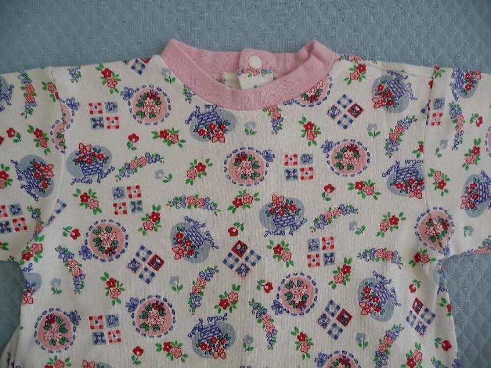 Pyjama motifs style patchwork bleus &amp; roses 18 mois Vêtements enfants