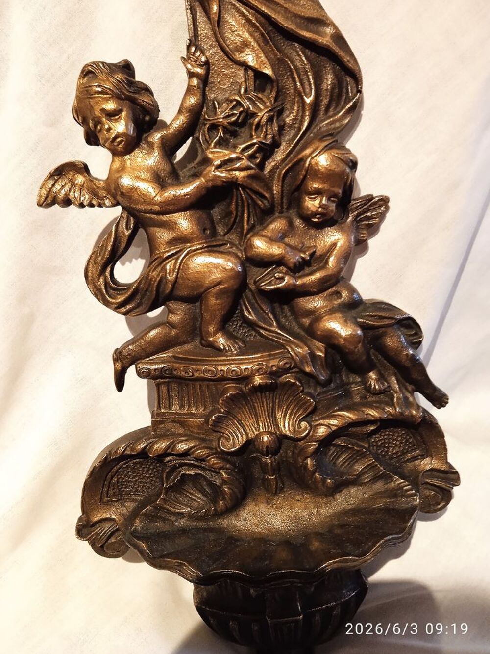 Tr&egrave;s BEAU ET GRAND B&eacute;nitier EN BRONZE ANCIEN &eacute;poque XIXe 
