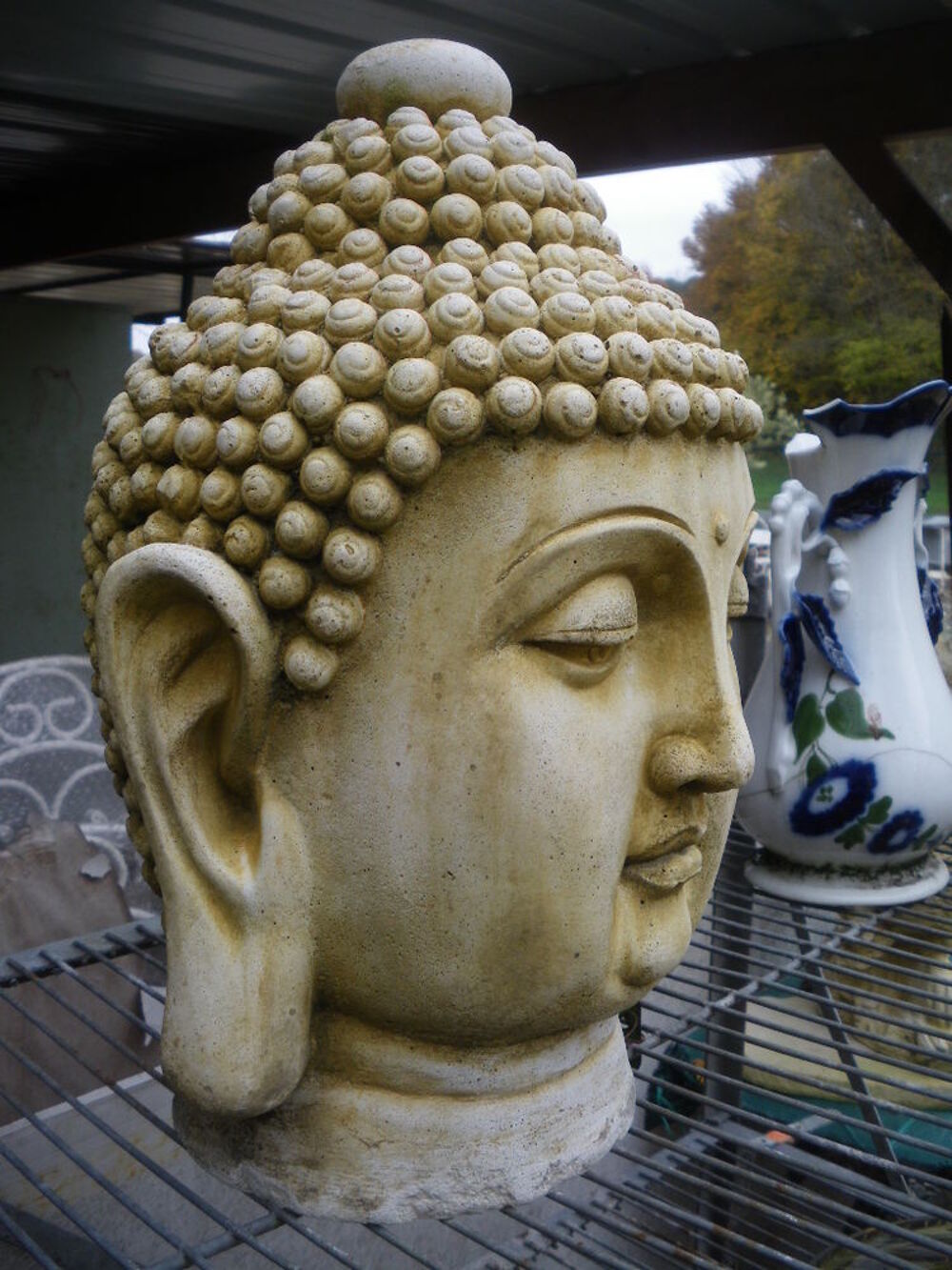 T&ecirc;te de Bouddha MM en pierre reconstitu&eacute;e Décoration