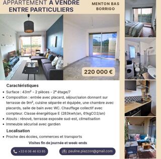  Appartement � vendre 2 pi�ces 43 m�