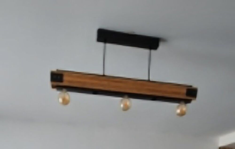 Plafonnier lustre luminaire bois et fer Meubles